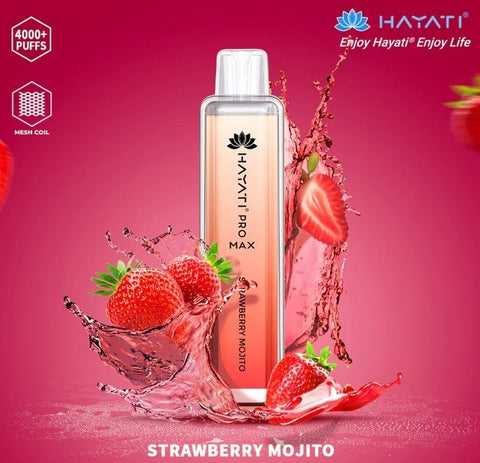 Hayati Pro Max 4000 Disposable Vape Puff Bar Box of 10 - Strawberry Mojito -Vape Area UK