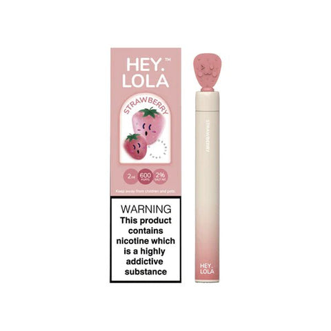 Hey Lola 600 Puffs Disposable Vape Device - Box of 10 - Strawberry -Vape Area UK