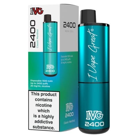 IVG 2400 Disposable Vape Pod Puff Bar Kit - Classic Menthol -Vape Area UK