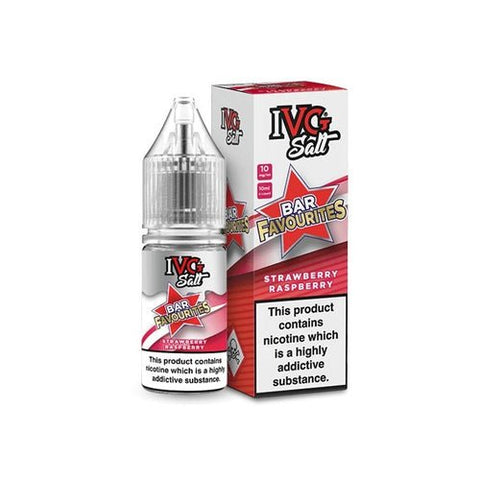 IVG Nic Salt Bar Favourite 10ml E Liquid- Pack Of 10 - Strawberry Raspberry -Vape Area UK