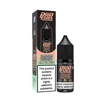 Pod Fuel - 10ml Nic Salts e-liquids - Box of 10 - Strawberry Watermelon Bubblegum -Vape Area UK