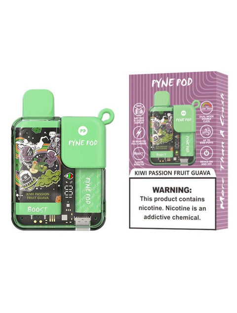 Pyne Pod Boost 8500 Puffs Disposable Vape Box of 5-Kiwi Passion Fruit Guava-vapeukwholesale