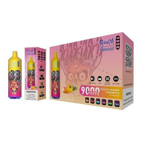 Randm Tornado 9000 Disposable Vape Box of 10 - Peach Mango Pineapple -Vape Area UK