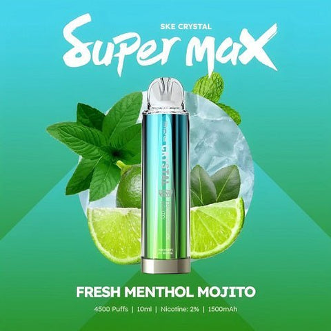 SKE Crystal Super Max 4500 Disposable Vape Box of 10 - Fresh Menthol Mojito -Vape Area UK