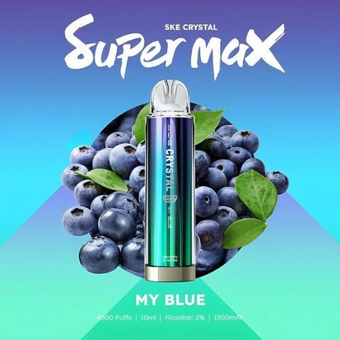 SKE Crystal Super Max 4500 Disposable Vape Box of 10 - My Blue -Vape Area UK