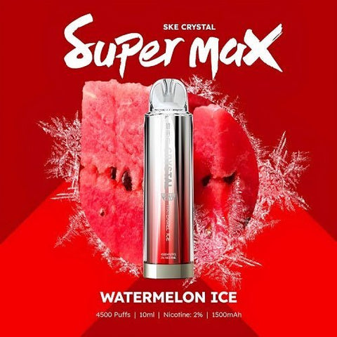 SKE Crystal Super Max 4500 Disposable Vape Box of 10 - Watermelon Ice -Vape Area UK