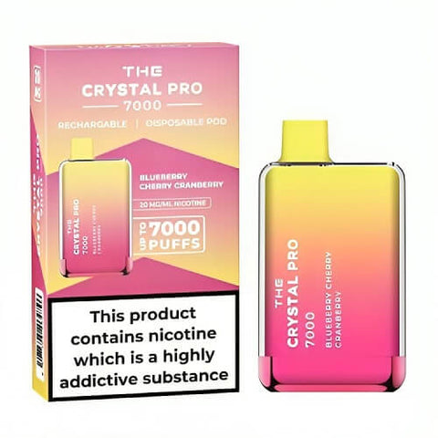 The Crystal Pro 7000 Disposable Vape Puff Pod Device - Box of 10 - Blueberry Cherry Cranberry -Vape Area UK