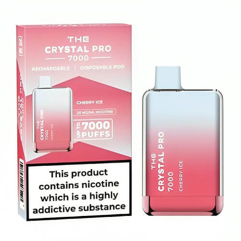 The Crystal Pro 7000 Disposable Vape Puff Pod Device - Box of 10 - Cherry Ice -Vape Area UK