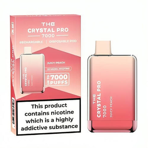 The Crystal Pro 7000 Disposable Vape Puff Pod Device - Box of 10 - Juicy Peach -Vape Area UK