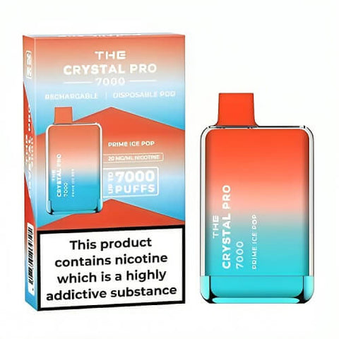 The Crystal Pro 7000 Disposable Vape Puff Pod Device - Box of 10 - Prime Ice Pop -Vape Area UK