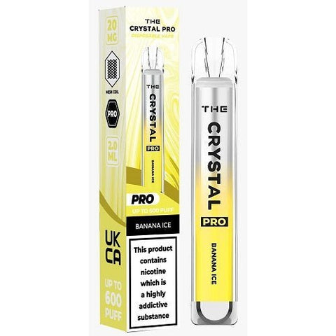 The Crystal Pro Bar 600 Disposable Vape Puff Pod Device - Banana Ice -Vape Area UK