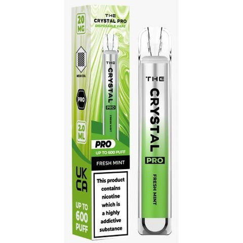 The Crystal Pro Bar 600 Disposable Vape Puff Pod Device - Fresh Mint -Vape Area UK