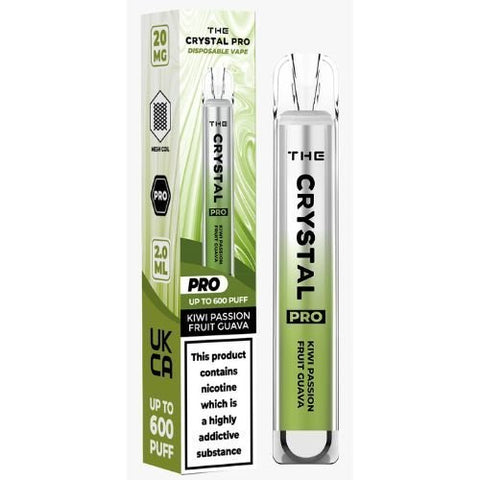 The Crystal Pro Bar 600 Disposable Vape Puff Pod Device - Kiwi Passion Fruit Guava -Vape Area UK