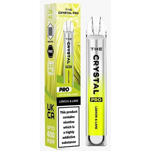 The Crystal Pro Bar 600 Disposable Vape Puff Pod Device - Lemon Lime -Vape Area UK