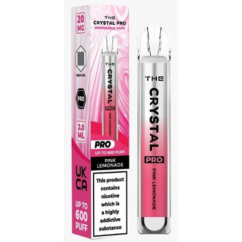 The Crystal Pro Bar 600 Disposable Vape Puff Pod Device - Pink Lemonade -Vape Area UK