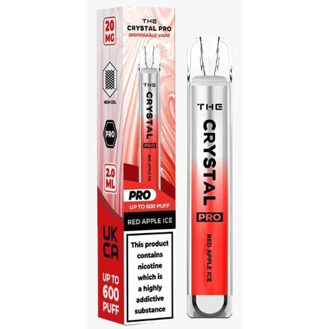 The Crystal Pro Bar 600 Disposable Vape Puff Pod Device - Red Apple Ice -Vape Area UK