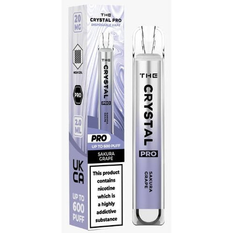 The Crystal Pro Bar 600 Disposable Vape Puff Pod Device - Sakura Grape -Vape Area UK