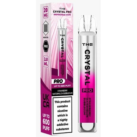 The Crystal Pro Bar 600 Disposable Vape Puff Pod Device - Strawberry Watermelon Bubblegum -Vape Area UK