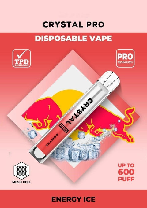 The Crystal Pro Bar 600 Disposable Vape Puff Pod Device - Vimbull Ice -Vape Area UK