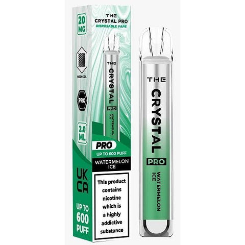The Crystal Pro Bar 600 Disposable Vape Puff Pod Device - Watermelon Ice -Vape Area UK