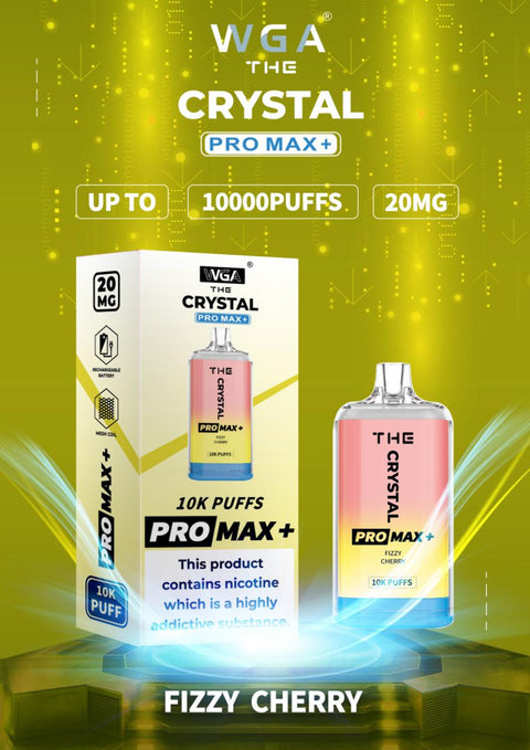 The Crystal Pro Max + 10000 Puffs Disposable Vape Box of 10 - Fizzy Cherry -Vape Area UK