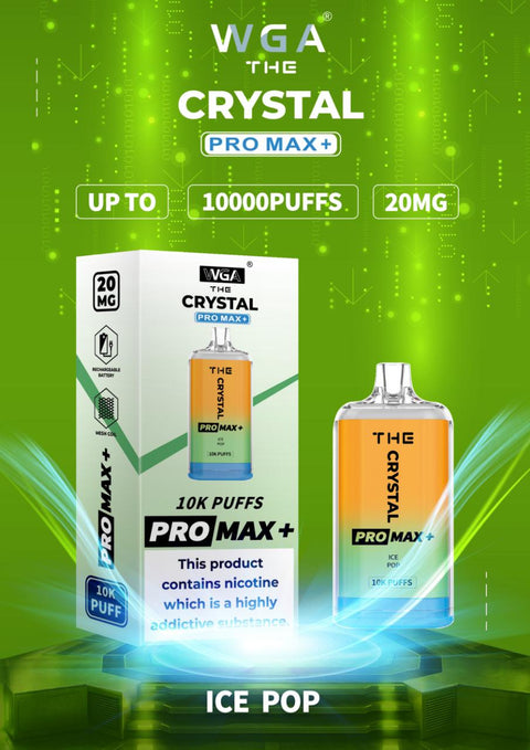 The Crystal Pro Max + 10000 Puffs Disposable Vape Box of 10 - Ice Pop -Vape Area UK