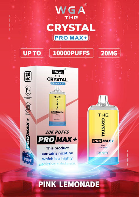 The Crystal Pro Max + 10000 Puffs Disposable Vape Box of 10 - Pink Lemonade -Vape Area UK