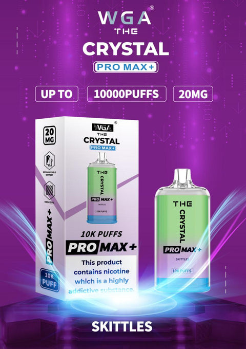 The Crystal Pro Max + 10000 Puffs Disposable Vape Box of 10 - Skittes -Vape Area UK