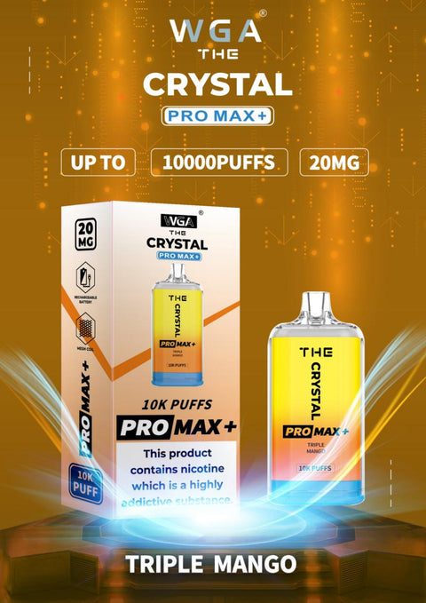 The Crystal Pro Max + 10000 Puffs Disposable Vape Box of 10 - Triple Mango -Vape Area UK