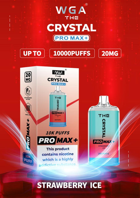 The Crystal Pro Max + 10000 Puffs Disposable Vape - Strawberry Ice -Vape Area UK