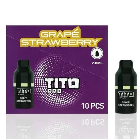 TiTo Pro Pre-Filled Replacement Pods - 20MG Nicotine - Grape Strawberry -Vape Area UK